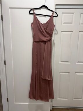 DO+BE Mauve Satin Maxi Slip Dress with Draped Bodice